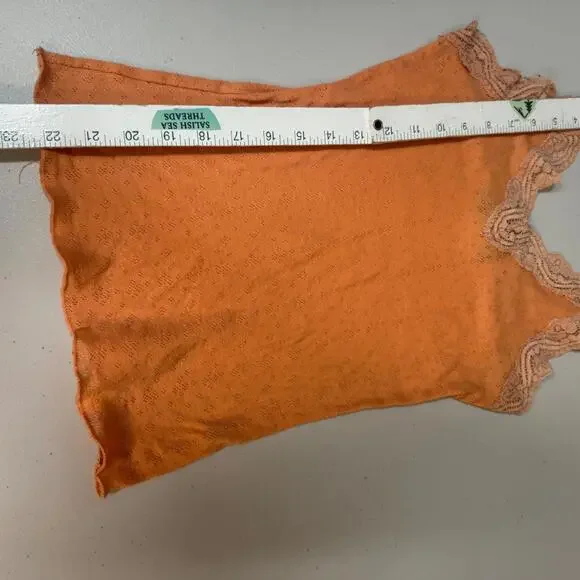 Polo Jeans Company Women's M Vintage Y2K Orange Lace Trim‎ Tank Camisole Rare - Picture 4 of 5